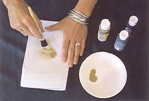 Before applying paint to the item you want to stencil, practice on a rag or paper towel until you get a feel for the brush.